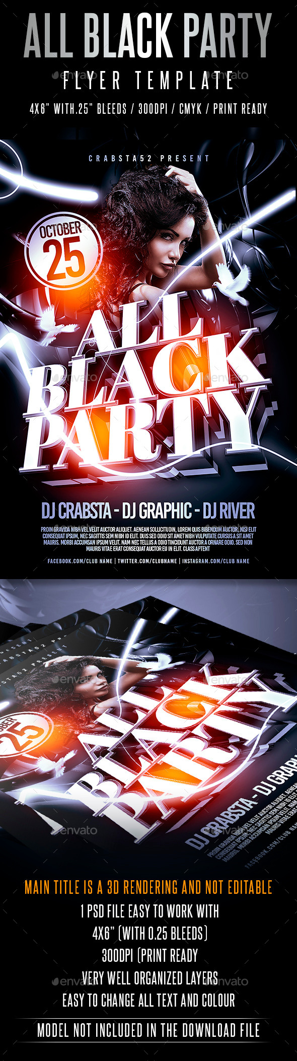 All Black Party Flyer Template by Crabsta52 GraphicRiver